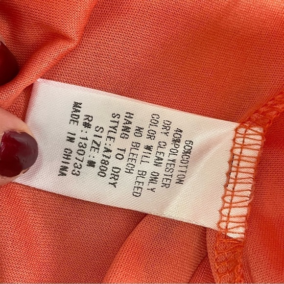 Umgee Orange Crinkle Shift Dress Cream Crochet Trim Medium - Picture 4 of 8